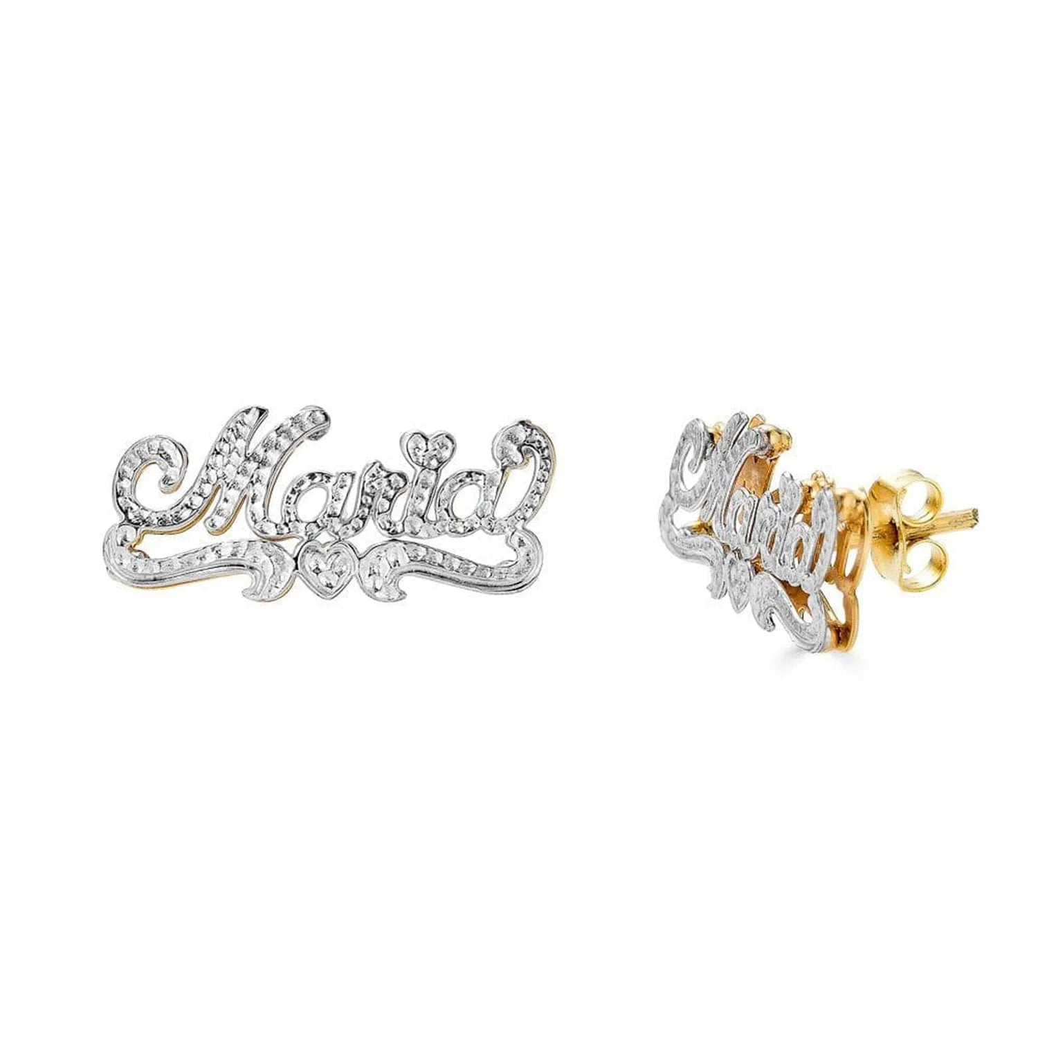 18K Gold Double - Layer Customized Women's Name Letter Earrings Hip - Hop Jewelry Personalized Drop Earrings Geometric Classic Style - Black & White