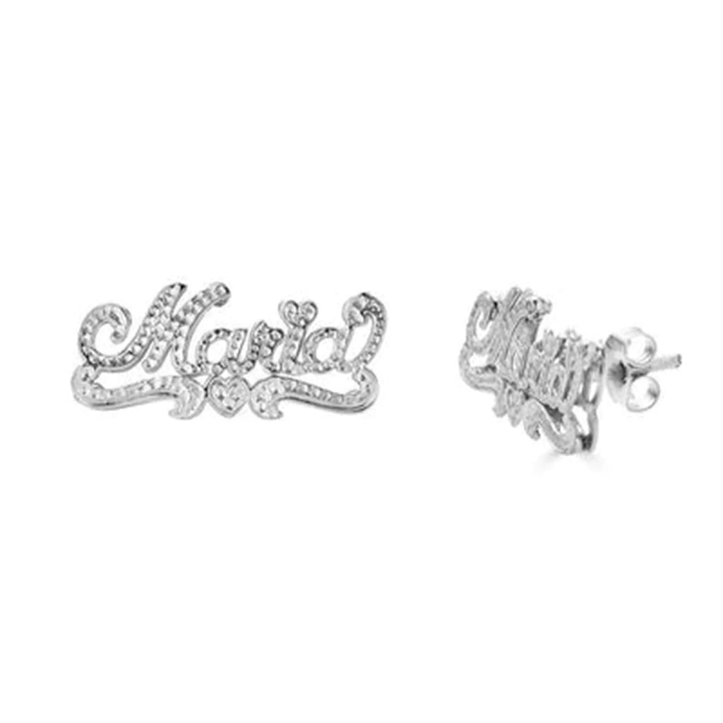18K Gold Double - Layer Customized Women's Name Letter Earrings Hip - Hop Jewelry Personalized Drop Earrings Geometric Classic Style - Black & White