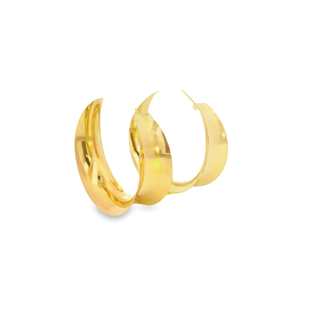 18K Gold Filled Curved Wide Minimalist Hoops (J305 - J307)(L395) - Black & White
