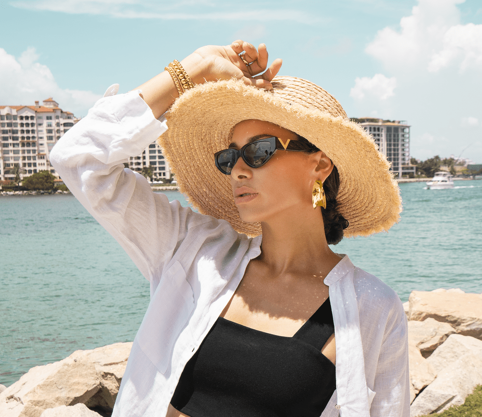 18K Gold Filled Curved Wide Minimalist Hoops (J305 - J307)(L395) - Black & White