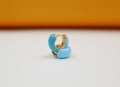 18K Gold Filled Enamel Small Huggie Earrings (K116A) - Black & White