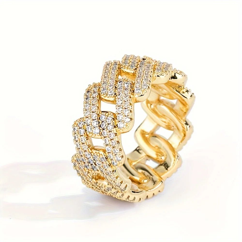 1pc S925 Sterling Silver with 5.4CT Moissanite American Street Hip Hop Cuban Ring, Unisex, Gemstone Jewelry | Gifts for Mother | - Black & White