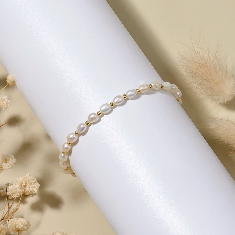4 - 4.5mm Freshwater Pearl and Seed Beads Bracelet Wholesale Handmade Bracelet For Women Girl Jewelry - Black & White
