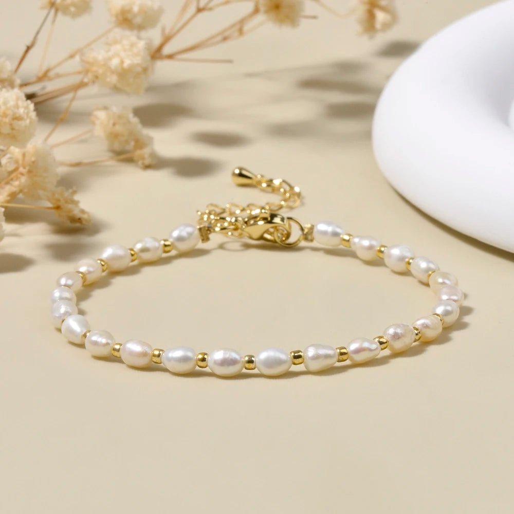 4 - 4.5mm Freshwater Pearl and Seed Beads Bracelet Wholesale Handmade Bracelet For Women Girl Jewelry - Black & White