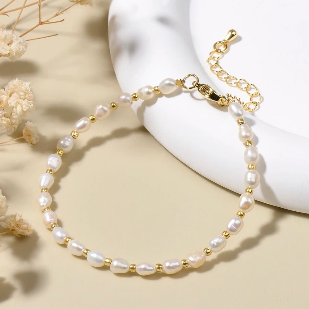 4 - 4.5mm Freshwater Pearl and Seed Beads Bracelet Wholesale Handmade Bracelet For Women Girl Jewelry - Black & White