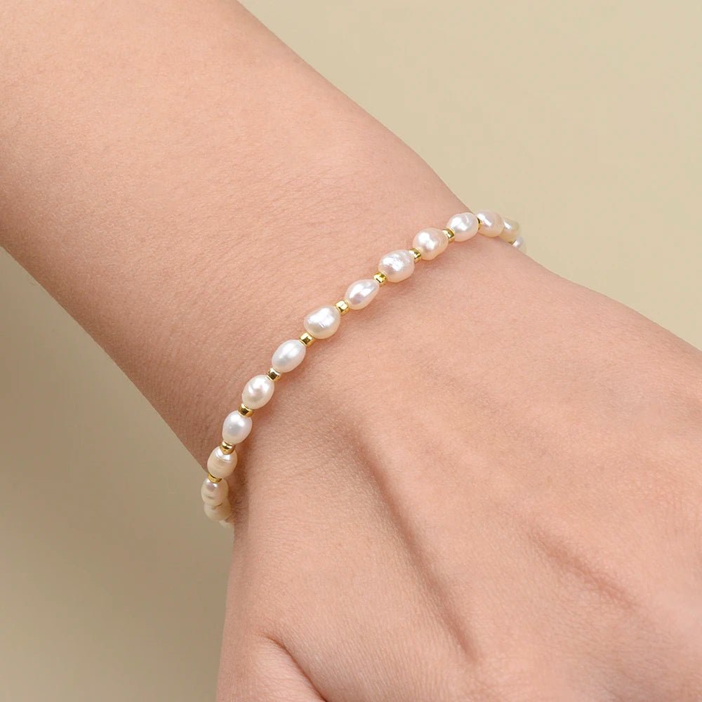 4 - 4.5mm Freshwater Pearl and Seed Beads Bracelet Wholesale Handmade Bracelet For Women Girl Jewelry - Black & White