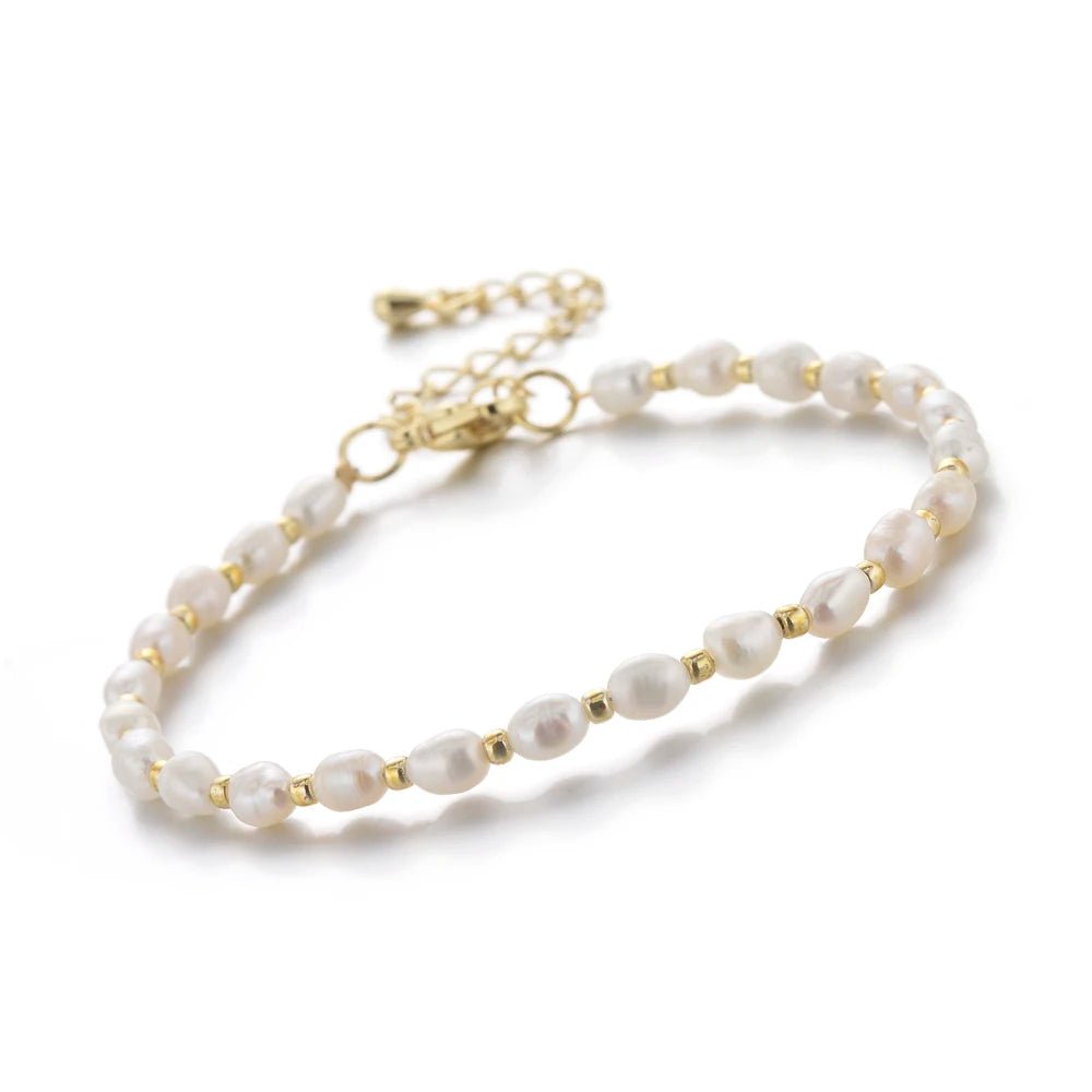 4 - 4.5mm Freshwater Pearl and Seed Beads Bracelet Wholesale Handmade Bracelet For Women Girl Jewelry - Black & White