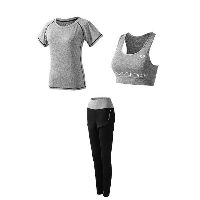 5Pcs Women's Yoga Sets Outdoor Running Yoga Quick Dry - Black & White