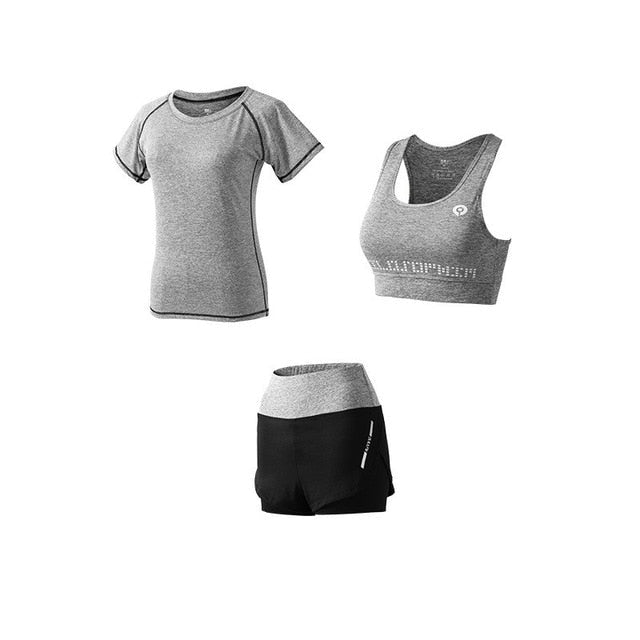 5Pcs Women's Yoga Sets Outdoor Running Yoga Quick Dry - Black & White