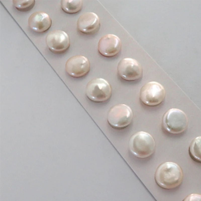 925 Sterling Silver Mounts Stud Earrings Jewelry Women Big Baroque Button Pearl Earrings Freshwater Cultured Biwa Coin Pearls - Black & White