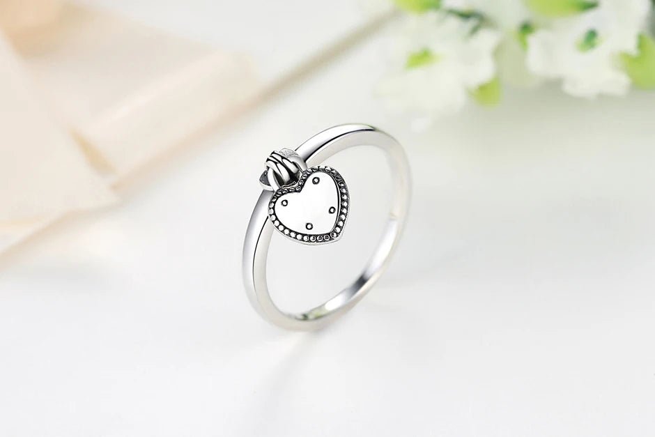 925 Sterling Silver Rings For Women Original Crown Love Heart Wishbone Engagement Wedding Rose Gold Crystal Ring Luxury Jewelry - Black & White