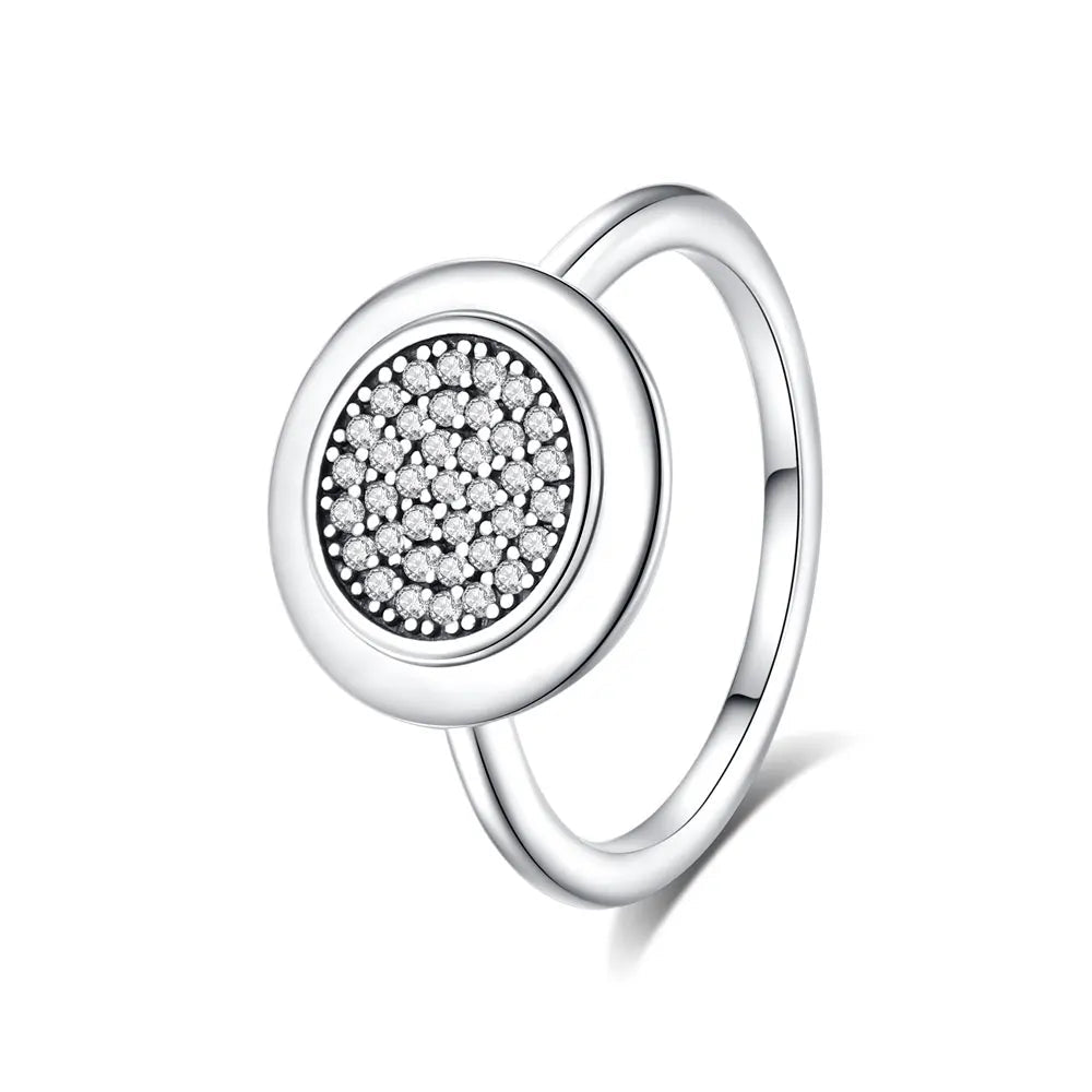 925 Sterling Silver Rings For Women Original Crown Love Heart Wishbone Engagement Wedding Rose Gold Crystal Ring Luxury Jewelry - Black & White