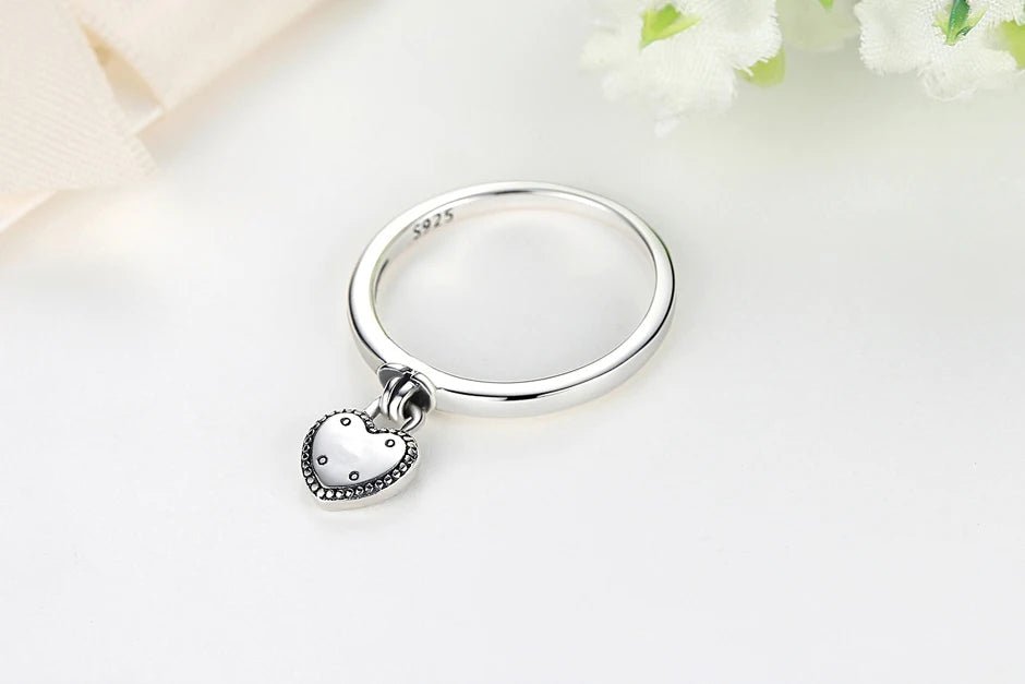 925 Sterling Silver Rings For Women Original Crown Love Heart Wishbone Engagement Wedding Rose Gold Crystal Ring Luxury Jewelry - Black & White