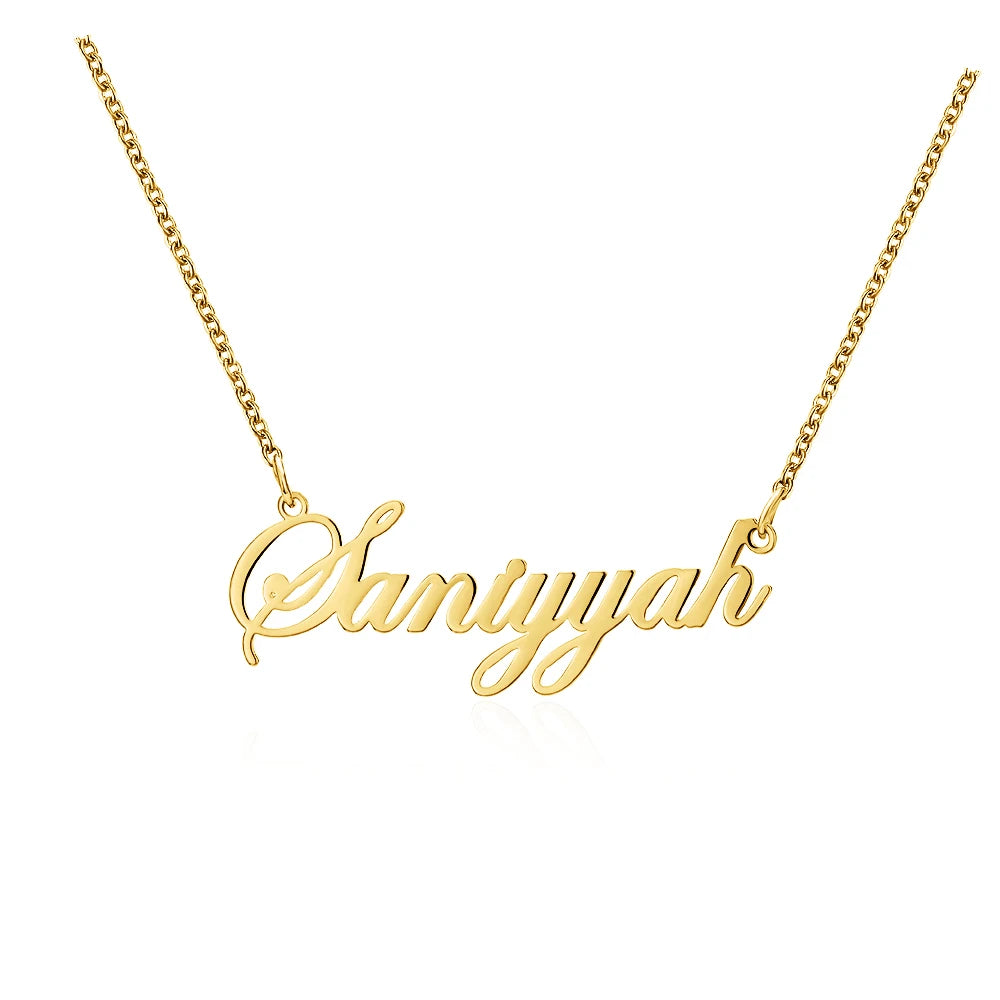 DOREMI  Personalized Name Stainless Steel Necklace Font Customized Initial Letter Nameplate Necklace Custom Jewelry Girl Women