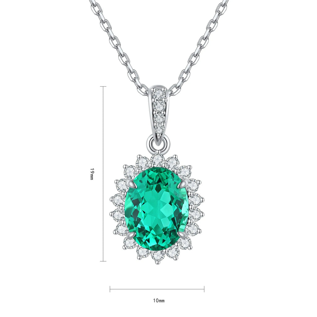 Anster 925 Sterling Silver High-quality   Cultivated Emerald  Necklace - Suitable for Parties or As a Gift