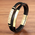 XQNI Geometric Pattern Multi-layer Accessories Black Men's Leather Bracelet Luxury Jewelry Valentine's Day Gift Free Shipping