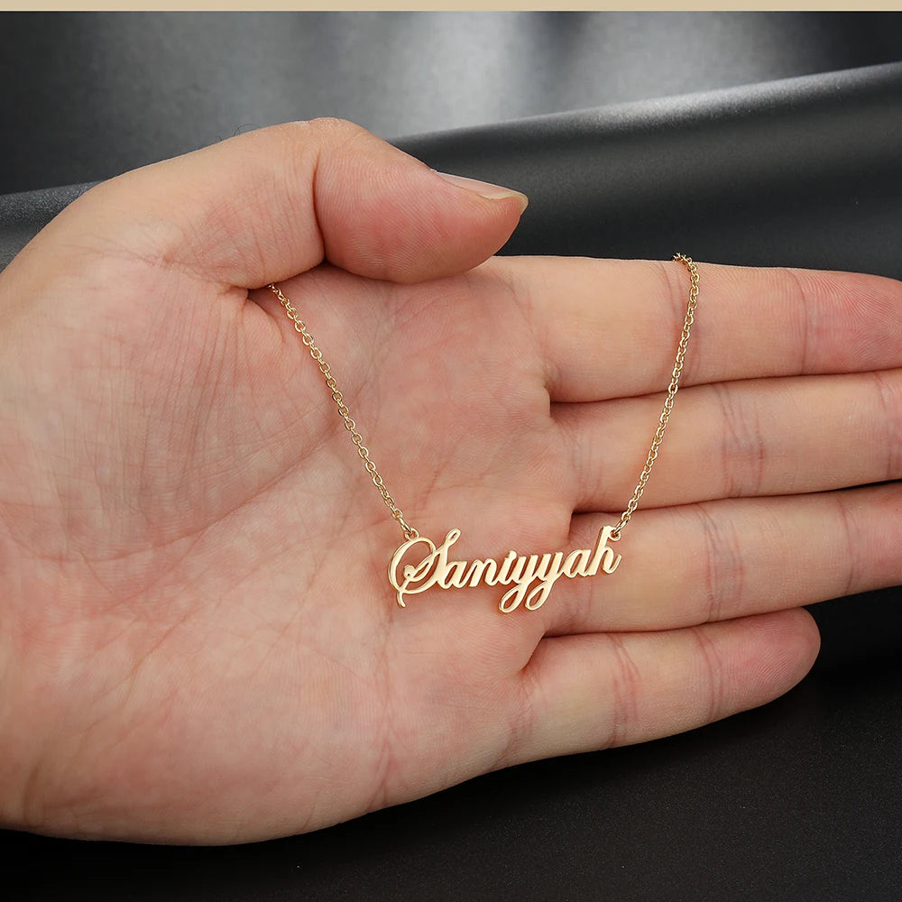 DOREMI  Personalized Name Stainless Steel Necklace Font Customized Initial Letter Nameplate Necklace Custom Jewelry Girl Women