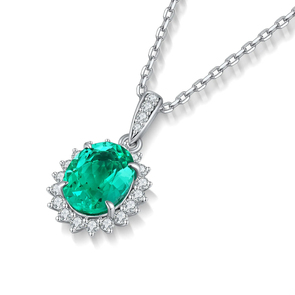 Anster 925 Sterling Silver High-quality   Cultivated Emerald  Necklace - Suitable for Parties or As a Gift