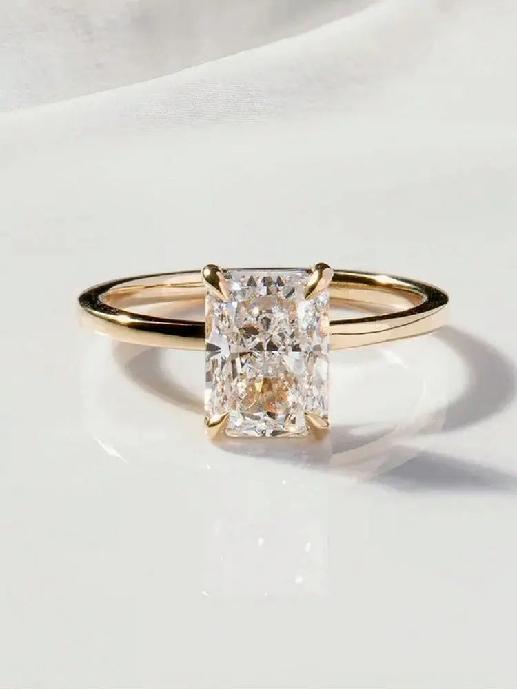 925 Sterling Silver Gorgeous Shiny 1-5CT Zircon Rectangle Ring For Women Engagement Wedding Luxury High Quality Fine Jewelry