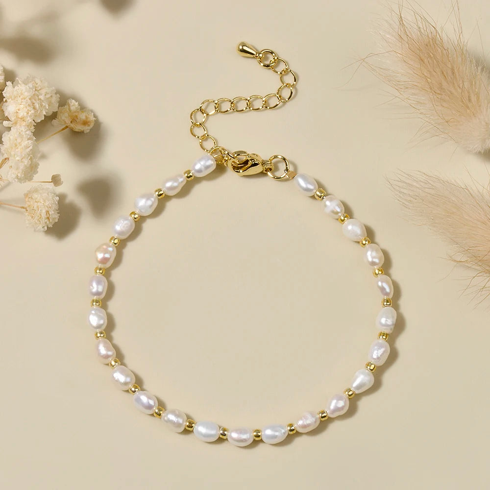 4-4.5mm Freshwater Pearl and Seed Beads Bracelet Wholesale Handmade Bracelet For Women Girl Jewelry