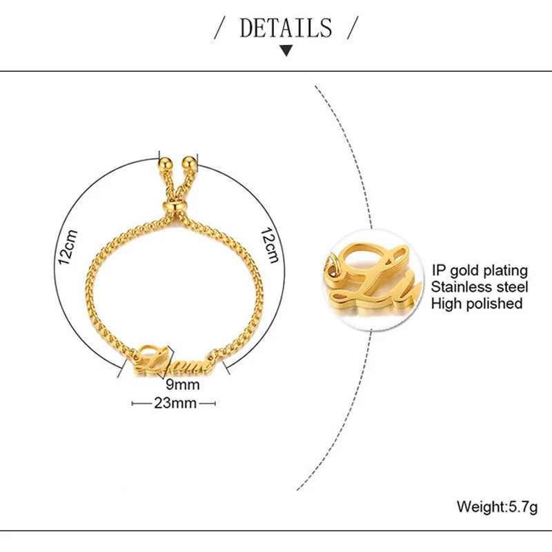 Custom Name Bracelets For Women Customized Adjustable Personalized Stainless Steel Golden Fashion Jewelry Birthday Gift