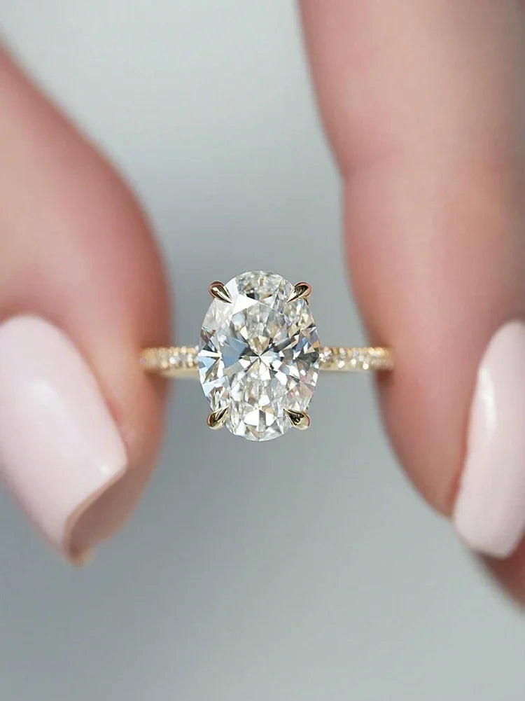 925 Sterling Silve Gorgeous Shiny Zirconia 1-5CT Oval Stone Ring For Women Engagement Wedding Luxury High Quality Fine Jewelry