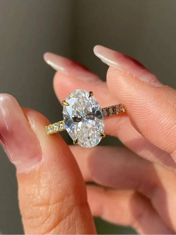 925 Sterling Silve Gorgeous Shiny Zirconia 1-5CT Oval Stone Ring For Women Engagement Wedding Luxury High Quality Fine Jewelry