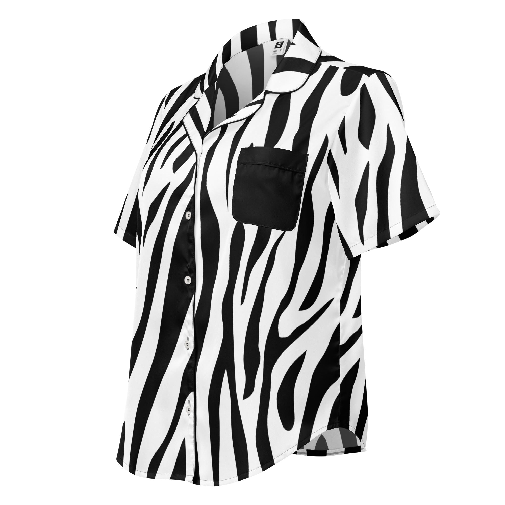 All - over print women’s short sleeve pajama top - Black & White