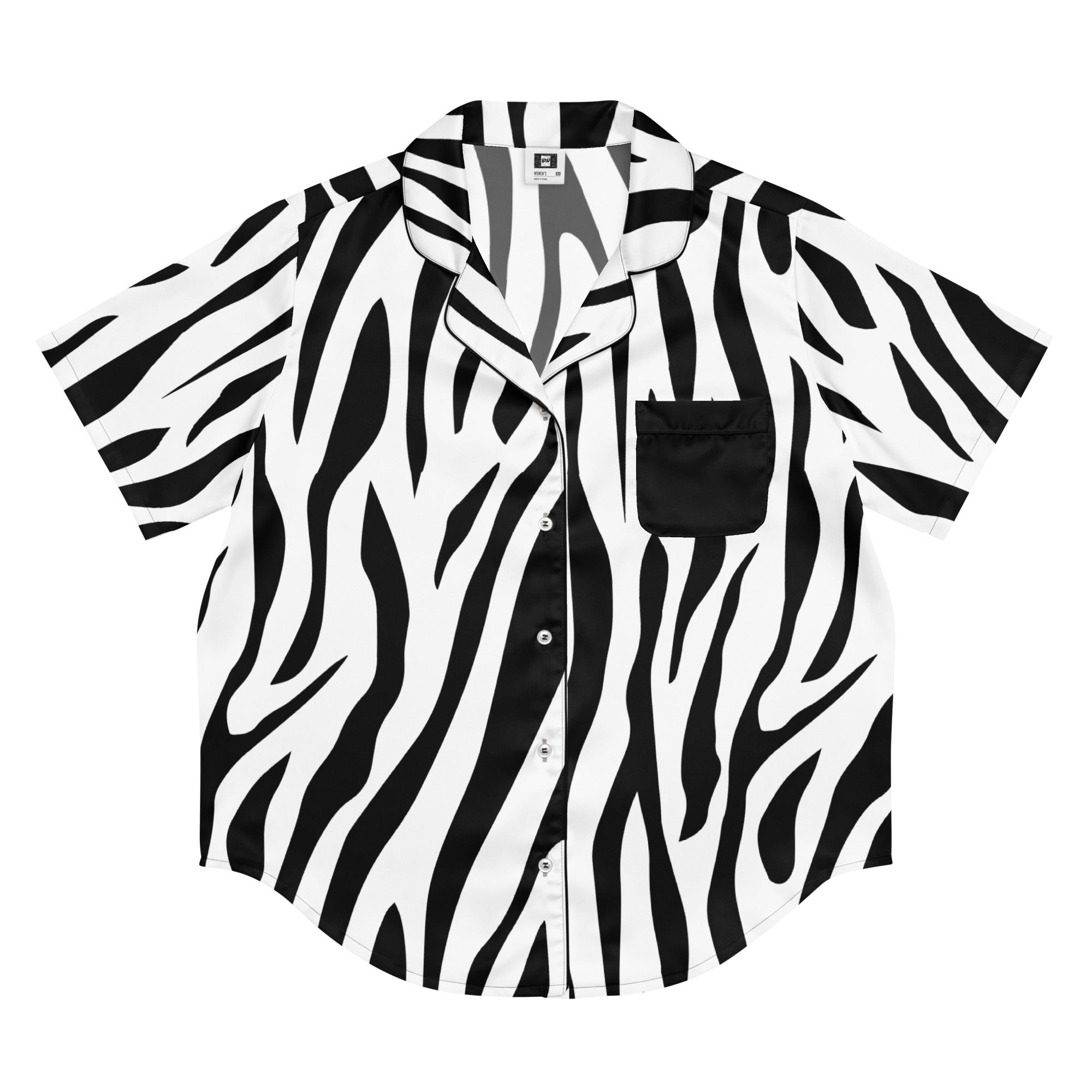 All - over print women’s short sleeve pajama top - Black & White