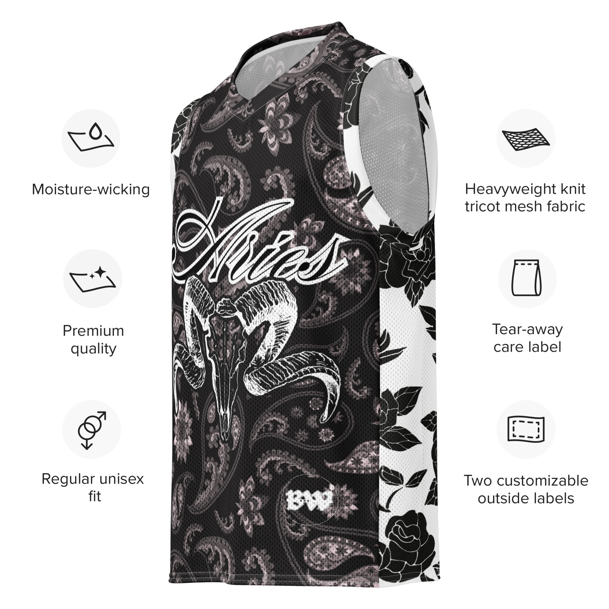 Aries Ascendant Premium basketball jersey - Black & White