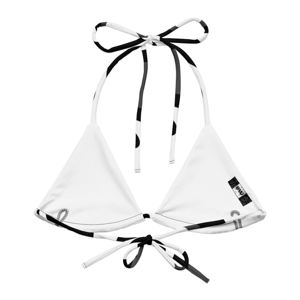 Black Hearts All - over print recycled string bikini top - Black & White