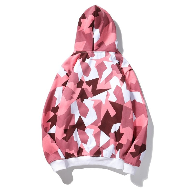 Camouflage Hooded Sweatshirts Fashion Mens Streetwear Hip Hop Skateboard Fleece Hoodies Autumn Casual Camo - Black & White
