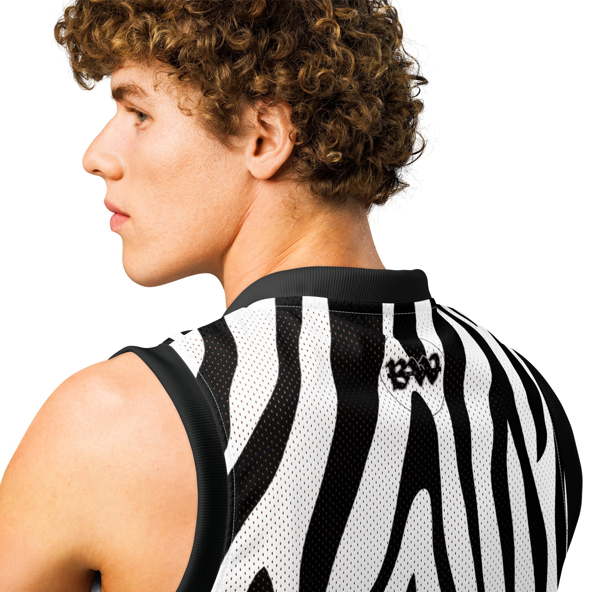 Crowned Stripes Premium basketball jersey - Black & White