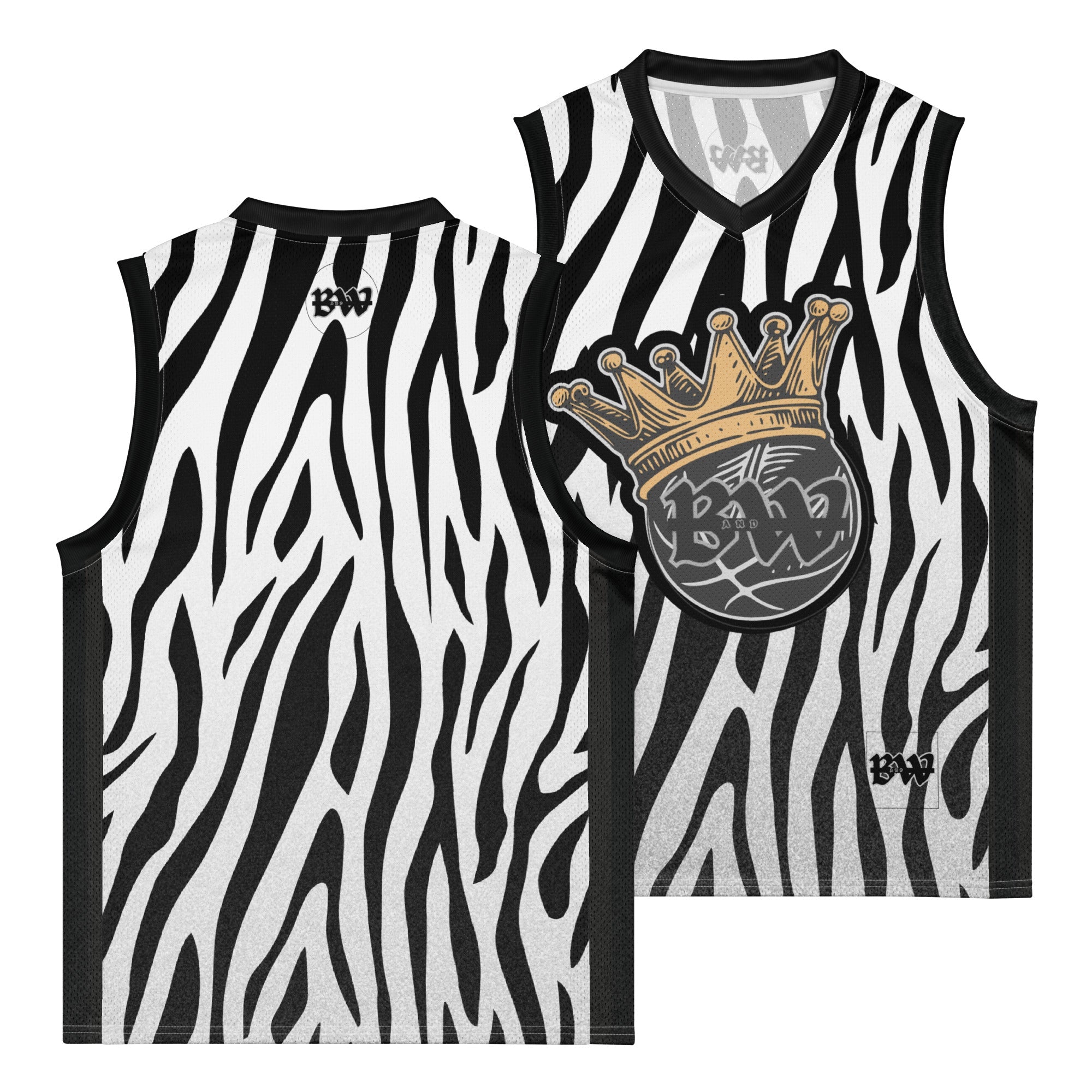 Crowned Stripes Premium basketball jersey - Black & White