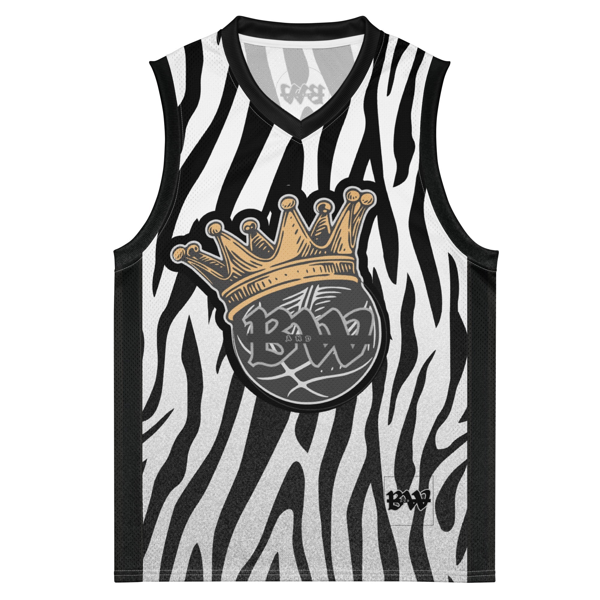 Crowned Stripes Premium basketball jersey - Black & White