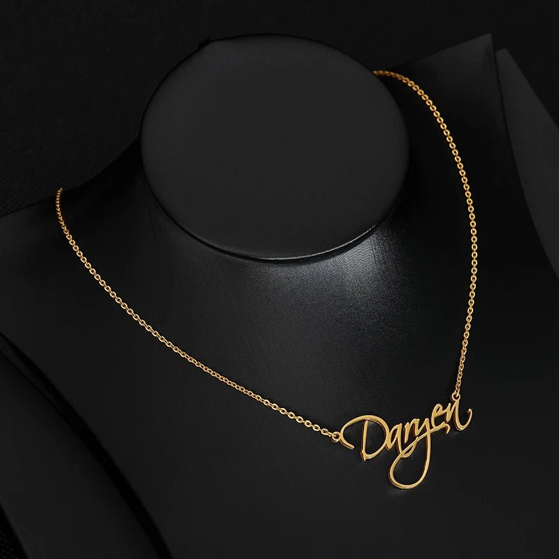 Custom Cursive Name Necklaces For Women Men Stainless Steel Customized Necklace Pendant Personalized Jewelry Gift Neck Chain - Black & White