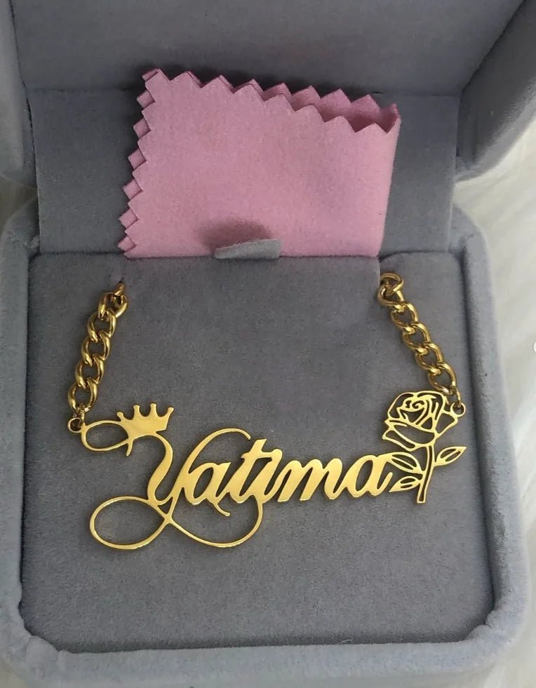 Custom Heart Crown Name Necklace Women Girl Trendy Jewelry Personalized Stainless Steel Cuban Chain Necklace Gifts For Her - Black & White