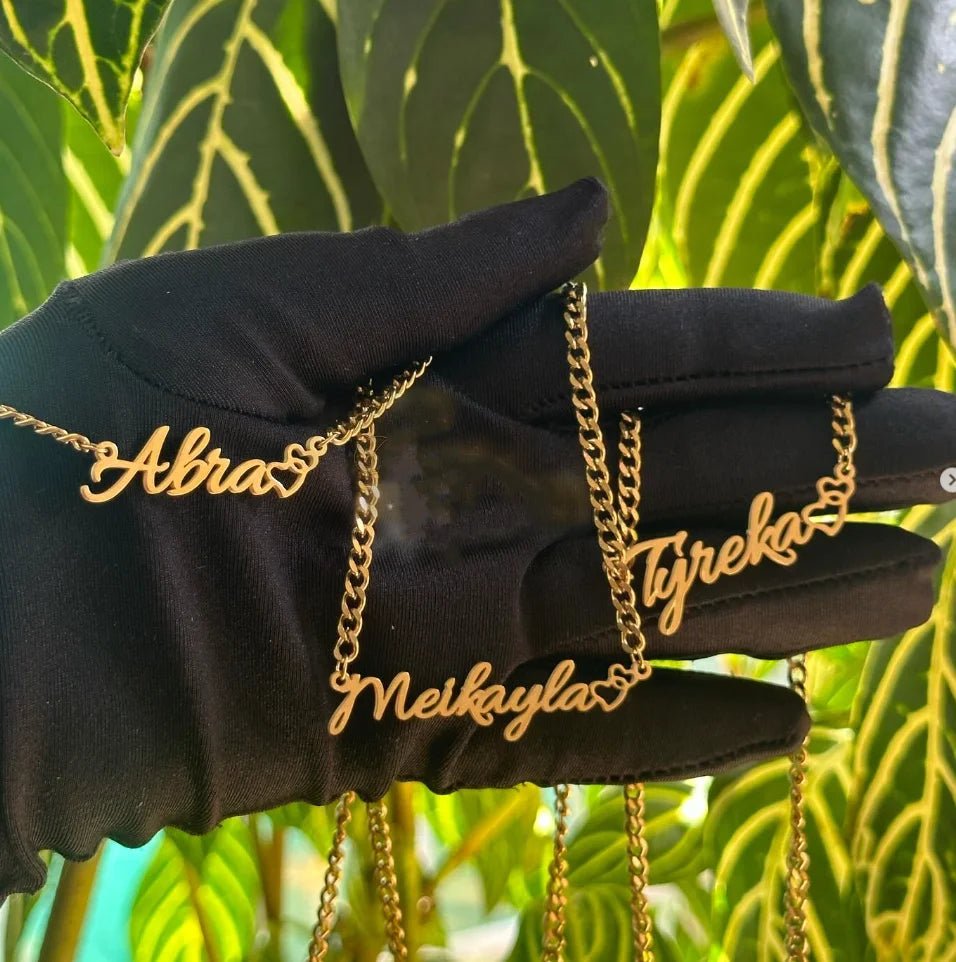 Custom Heart Crown Name Necklace Women Girl Trendy Jewelry Personalized Stainless Steel Cuban Chain Necklace Gifts For Her - Black & White