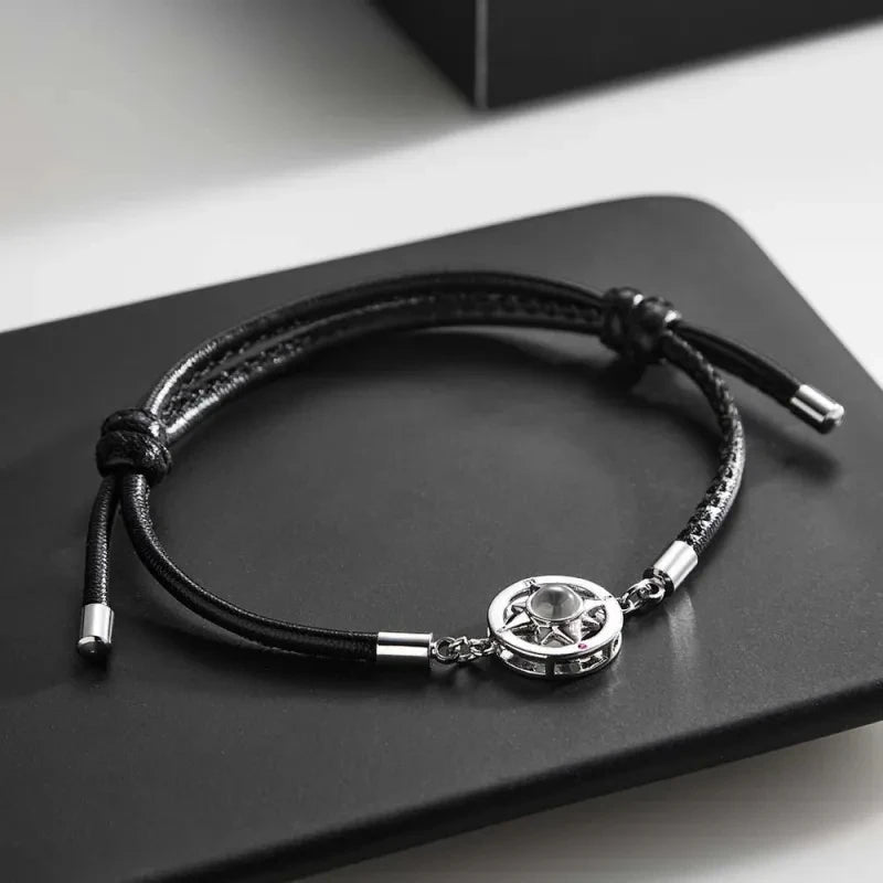 Custom Photo Projection Bracelets For Women Men Personalized Bracelets Customized Picture Stainless Steel Jewelry Memorial Gift - Black & White