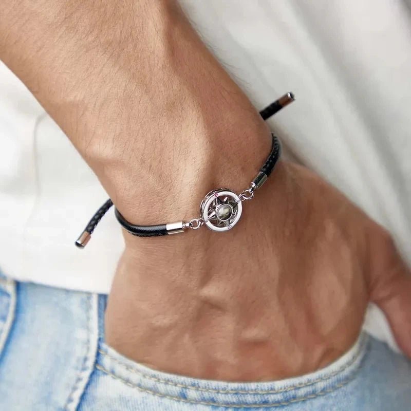 Custom Photo Projection Bracelets For Women Men Personalized Bracelets Customized Picture Stainless Steel Jewelry Memorial Gift - Black & White
