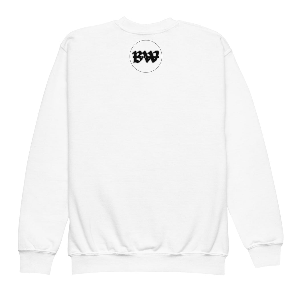 Cute Black Cat Youth crewneck sweatshirt - Black & White