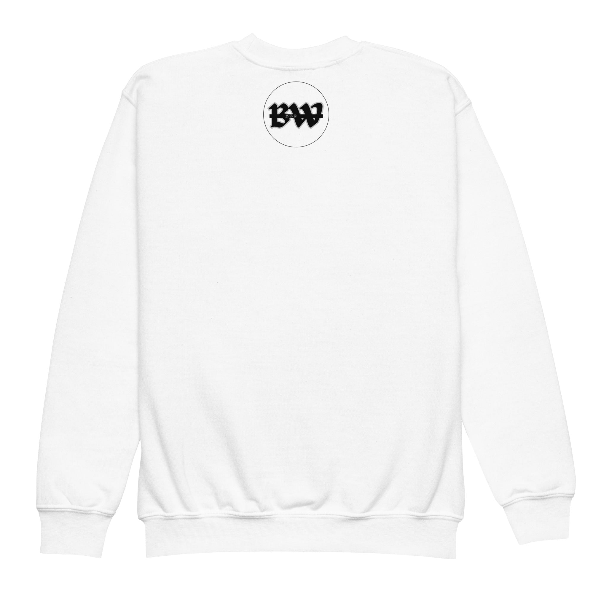 Cute Black Cat Youth crewneck sweatshirt - Black & White