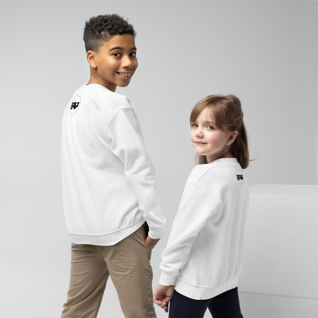 Cute Black Cat Youth crewneck sweatshirt - Black & White