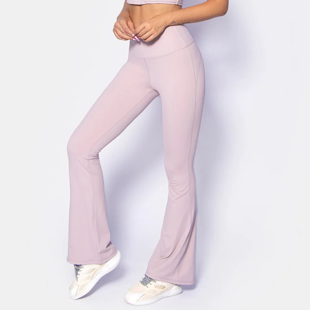 DGWY - HK0213 New Arrival Ladies Fashion Yoga Pants Women's Boot Cut Design Stylish Long Pants High Waist Solid Color Legging - Black & White