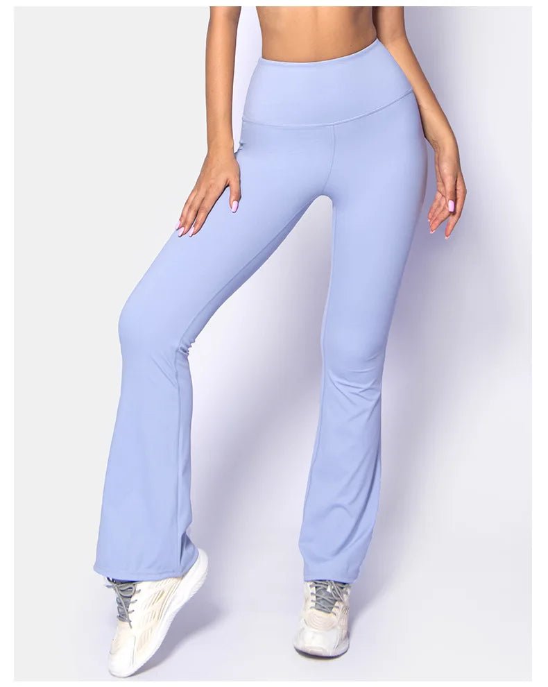 DGWY - HK0213 New Arrival Ladies Fashion Yoga Pants Women's Boot Cut Design Stylish Long Pants High Waist Solid Color Legging - Black & White