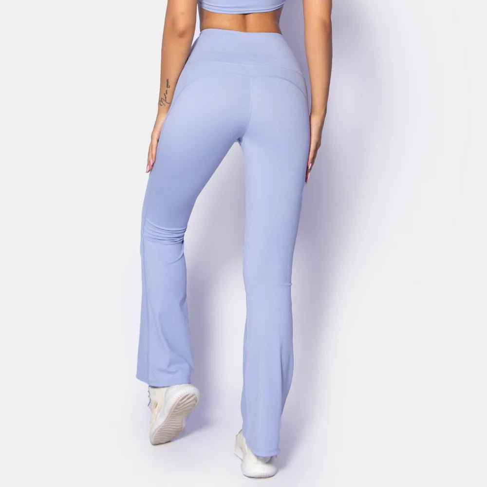 DGWY - HK0213 New Arrival Ladies Fashion Yoga Pants Women's Boot Cut Design Stylish Long Pants High Waist Solid Color Legging - Black & White