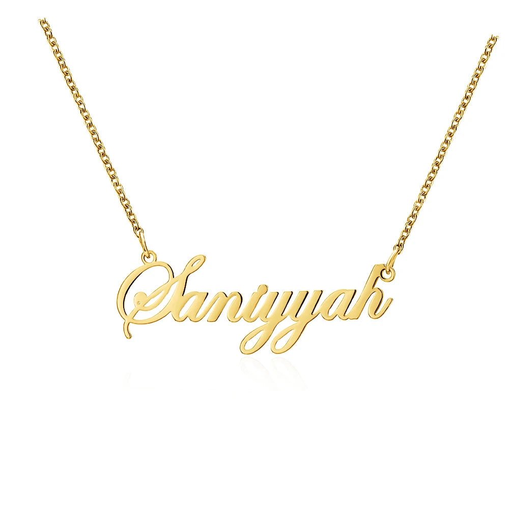 DOREMI Personalized Name Stainless Steel Necklace Font Customized Initial Letter Nameplate Necklace Custom Jewelry Girl Women - Black & White