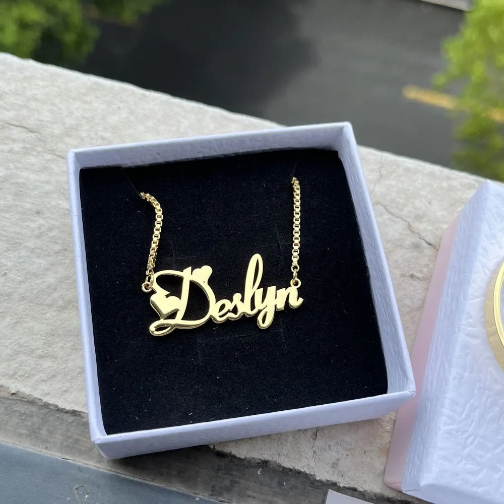 DUOYING Custom Letter Necklace with Name Bracelet Personlized Stainless Steel Nameplate Jewelry Set For Kids - Black & White