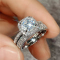 Europe, America isn't the fashionable new micro - inlaid zircon luxury atmosphere women's double ring - Black & White