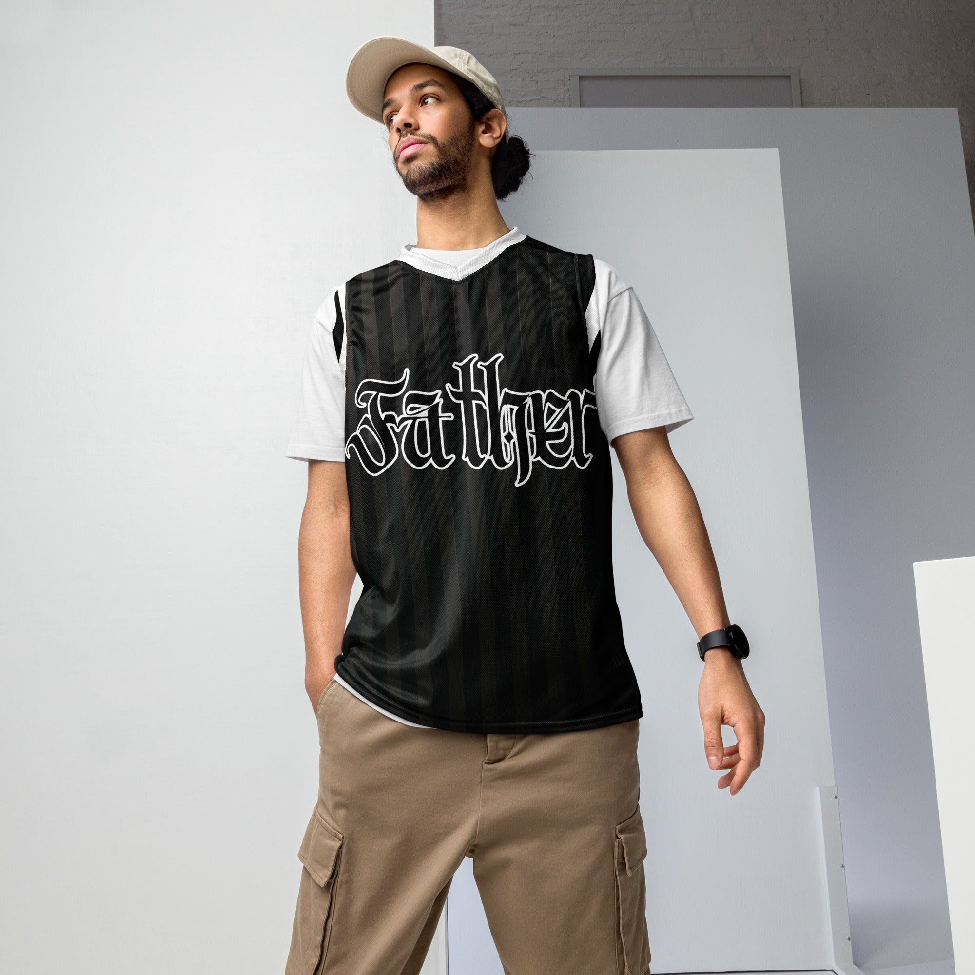 Father Recycled unisex basketball jersey - Black & White